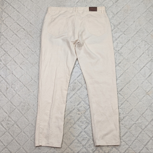 Billy Reid Pants Mens 38 White Eggshell Ashland Cotton Linen Slim Straight - Picture 6 of 8